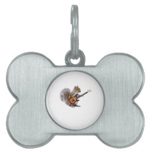 Guitar Lover Squirrel Playing Guitar Pet ID Tag