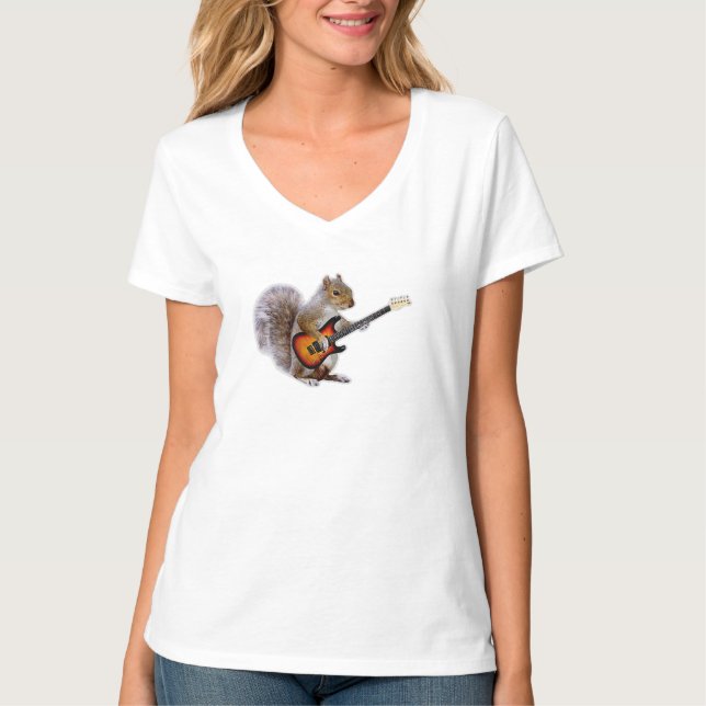 Guitar Lover | Squirrel Playing Guitar T-Shirt (Front)