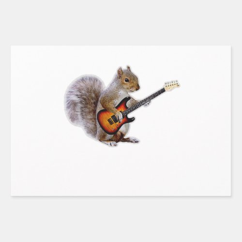 Guitar Lover  Squirrel Playing Guitar Wrapping Paper Sheets