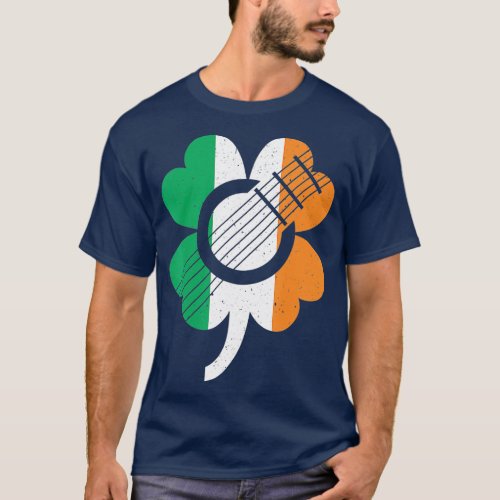 Guitar Lover St Patricks Day Clover Irish Flag  T_Shirt