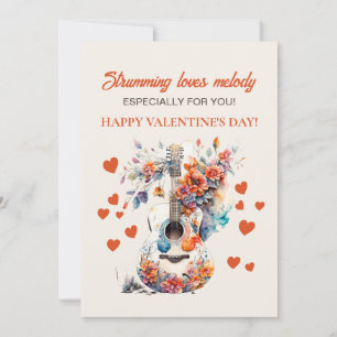 Guitar Loves Melody Romantic Valentine's Day Holiday Card