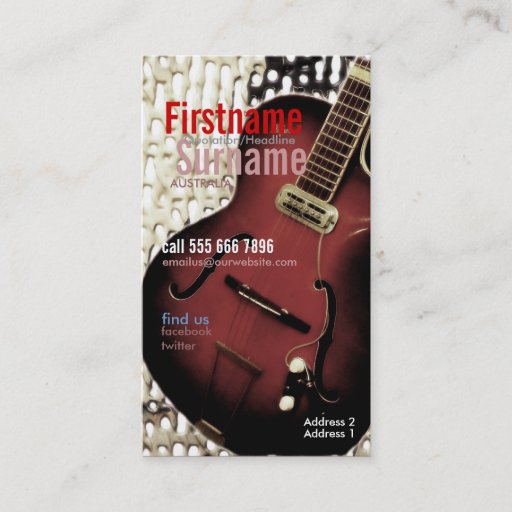 Customizable Guitar Magazine Style w/ Logo Business Card
