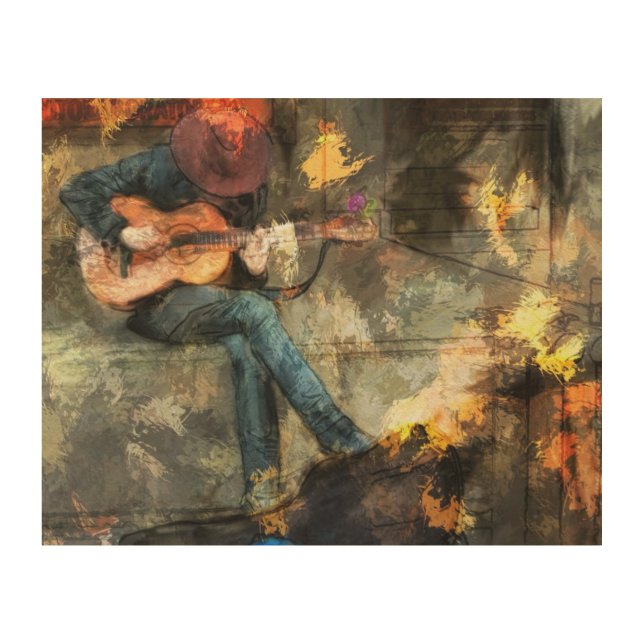 GUITAR MAN 10x8 WOOD PRINT WALL ART (Front)