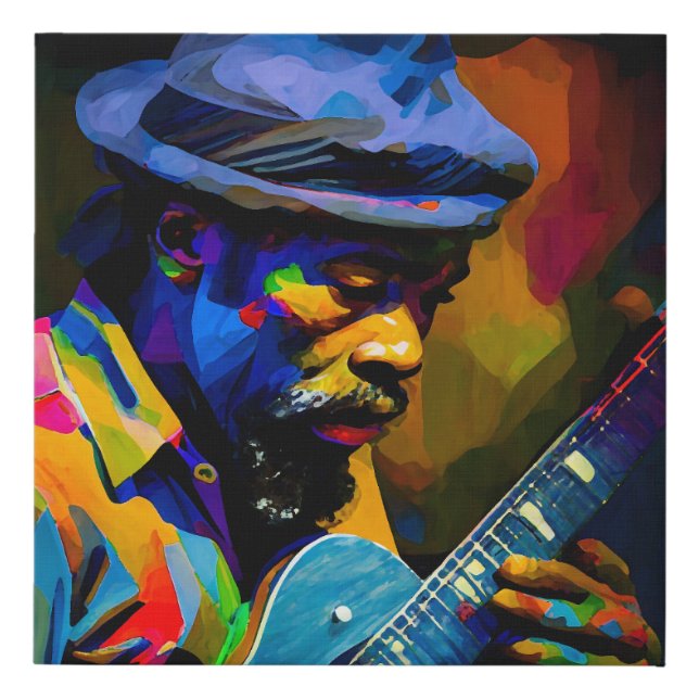 Guitar Man African American Wall Art (Front)