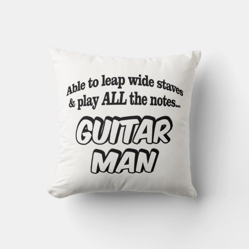 Guitar Man _ Music Superhero Throw Pillow
