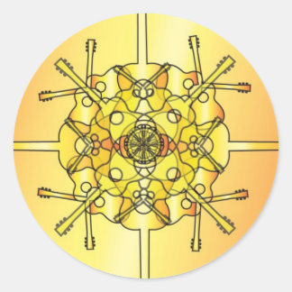 Guitar Mandala Classic Round Sticker