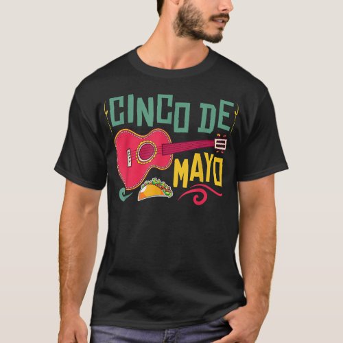 Guitar Mexican Tacos Mexico Food Cinco De Mayo  T_Shirt