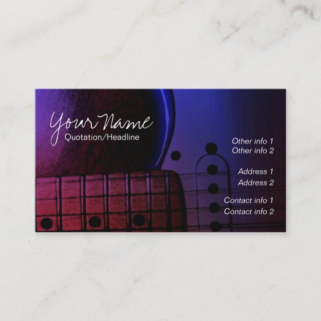 GUITAR Midnight Blues Music Business cards (Front)