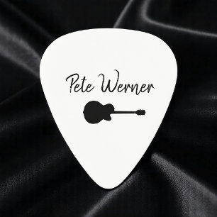 Guitar Minimalist Guitarist script name white Pick
