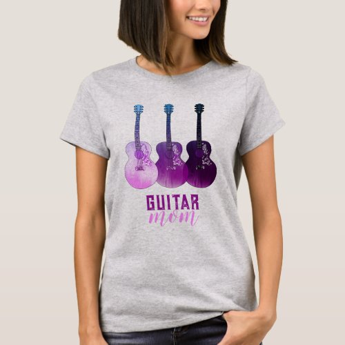 Guitar Mom Slogan Girly Purple T_Shirt