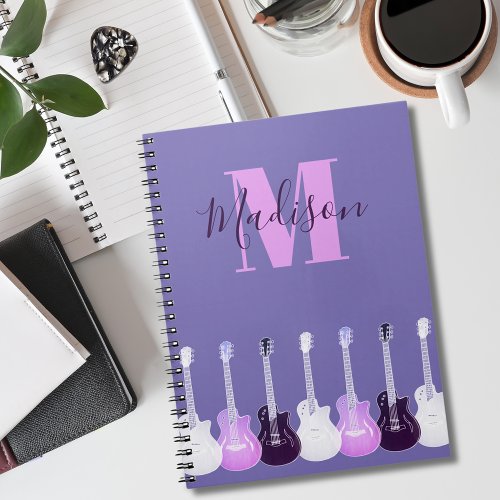 Guitar Monogram Pink Purple Notebook