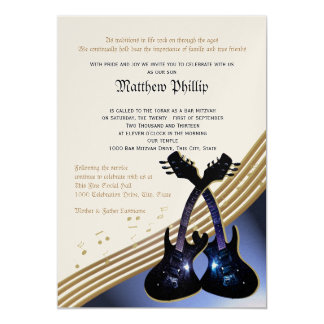 Guitar Music Bar Mitzvah Card