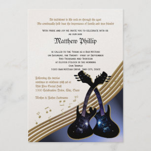 Guitar Music Bar Mitzvah Invitation