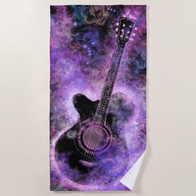 Guitar Music Beach Towel (Front)