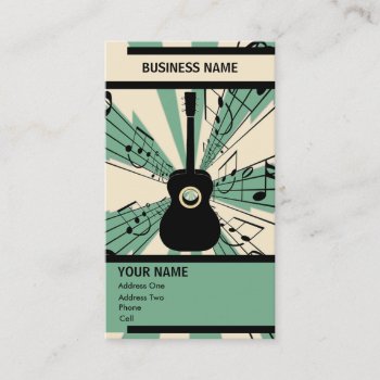 Guitar - Music Business Card by oldrockerdude at Zazzle