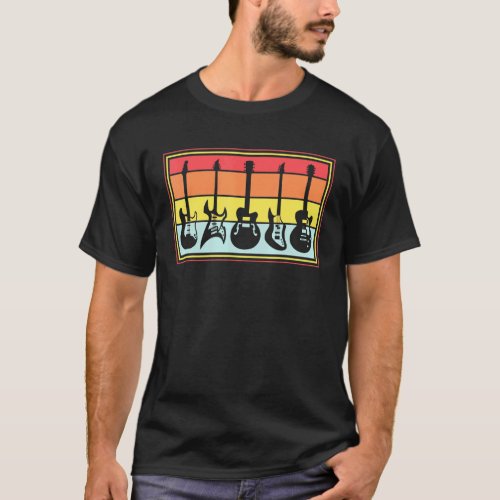 Guitar Music Guitar Retro Vintage Sunset T-Shirt
