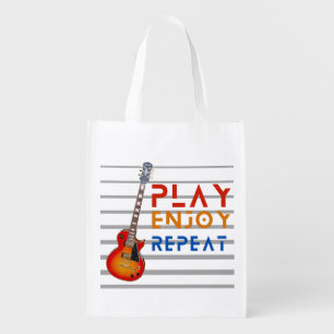 guitar music instrument play enjoy repeat grocery bag