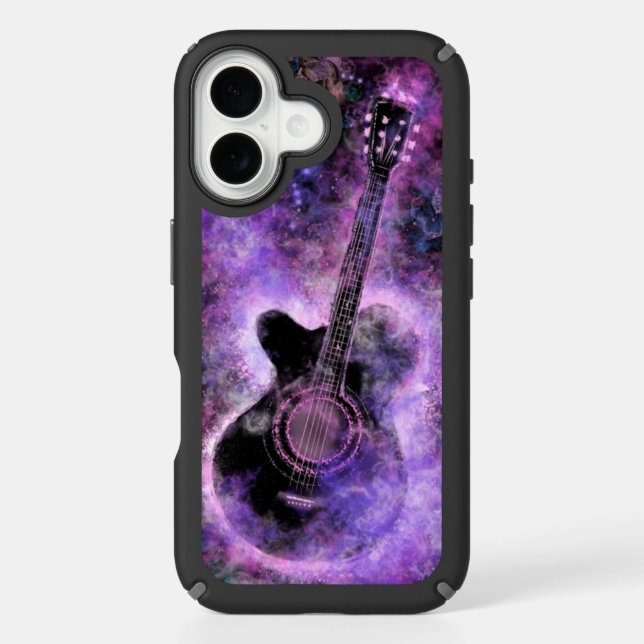Guitar Music iPhone Case Black and Purple (Front)