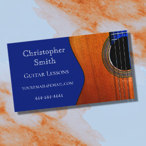 Guitar Music Lessons Blue  Business Card