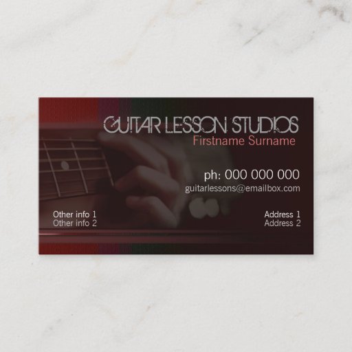 Customizable GUITAR Music Lessons Business Card