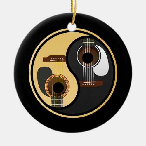 Guitar Music Lover Guitar Yin Yang  Ceramic Ornament