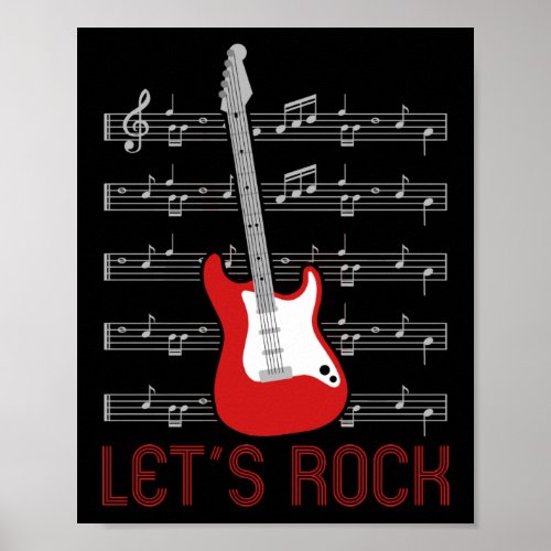 Guitar Music Lover Lets Rock  Notes Poster