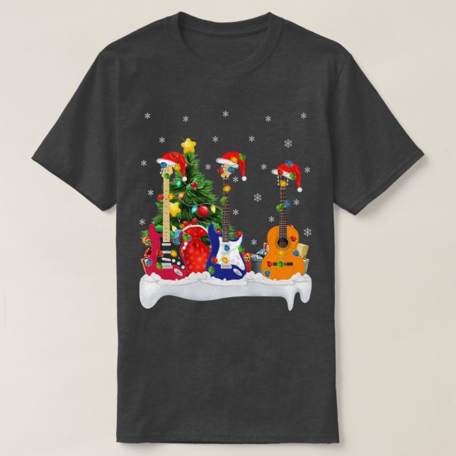 Guitar Music Lover Matching Santa Hat Guitar Chris T-Shirt (Design Front)