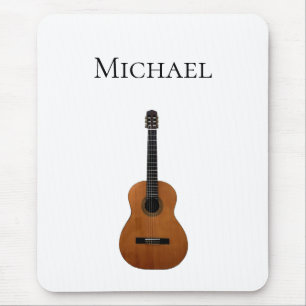 Guitar Music Monogram Black and White Mouse Pad