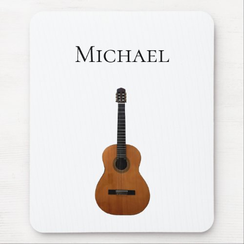 Guitar Music Monogram Black and White Mouse Pad