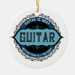 Guitar Music Note Circle Ceramic Ornament