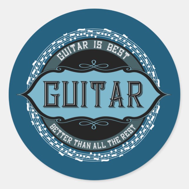 Guitar Music Note Circle Classic Round Sticker (Front)