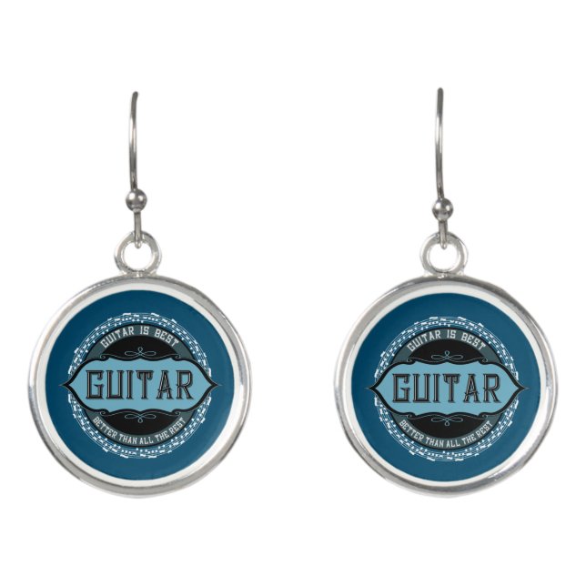 Guitar Music Note Circle Earrings (Front)