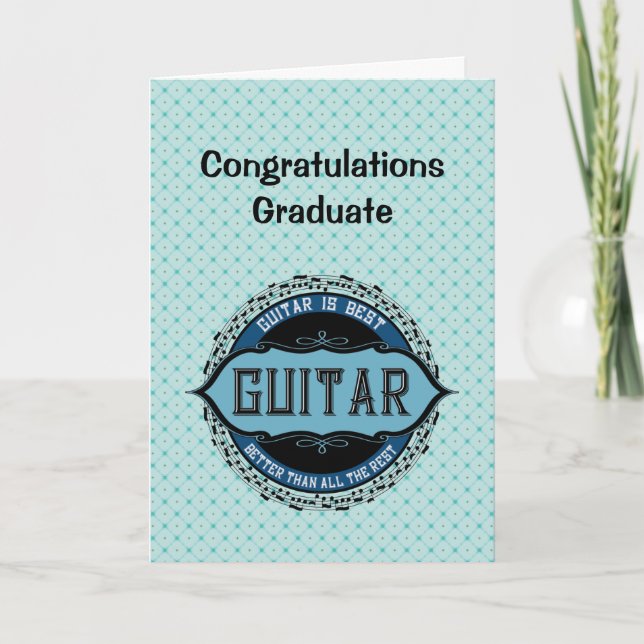 Guitar Music Note Circle Graduation Card (Front)