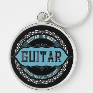 Guitar Music Note Circle Keychain