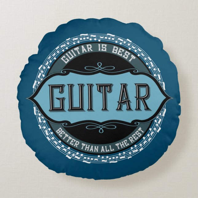Guitar Music Note Circle Round Pillow (Front)