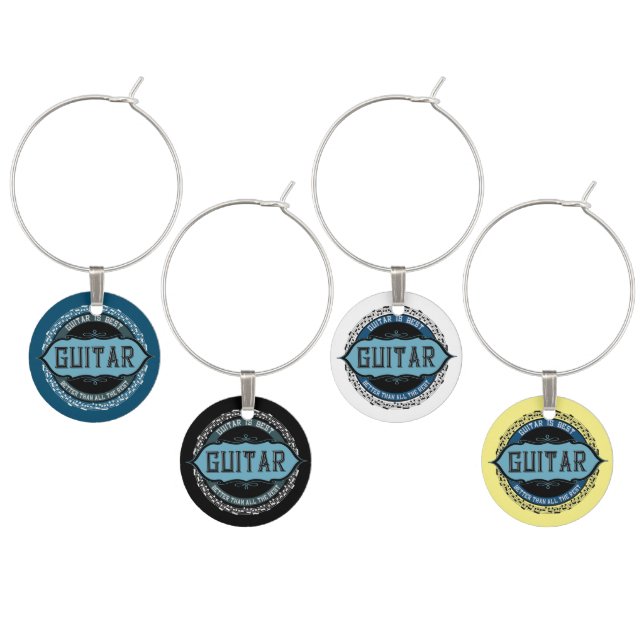 Guitar Music Note Circle Wine Charm (Staggered)