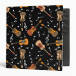 Guitar Music Notes Pattern 3 Ring Binder