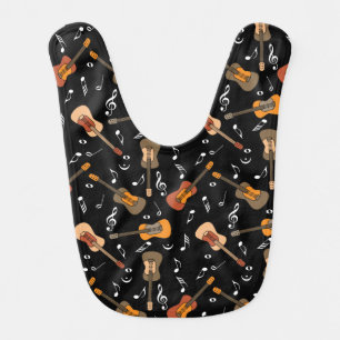 Guitar Music Notes Pattern Baby Bib