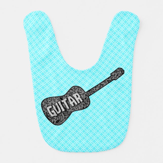Guitar Music Notes Pattern Baby Bib (Front)