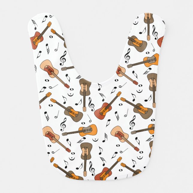 Guitar Music Notes Pattern Baby Bib (Front)