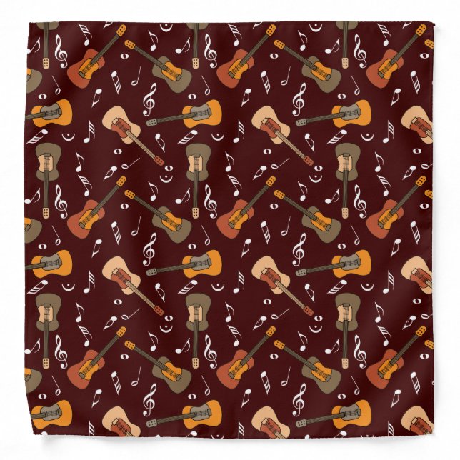 Guitar Music Notes Pattern Bandana (Front)