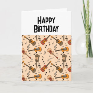 Guitar Music Notes Pattern Birthday Card
