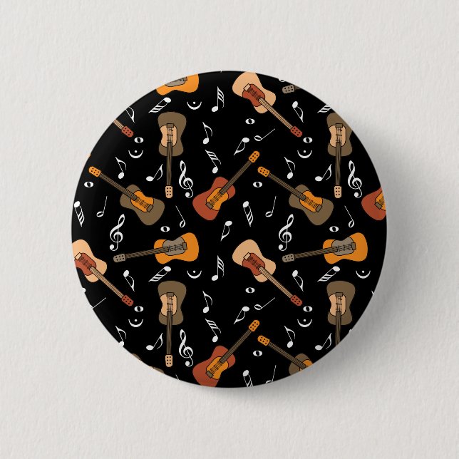 Guitar Music Notes Pattern Button (Front)