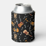 Guitar Music Notes Pattern Can Cooler