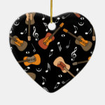 Guitar Music Notes Pattern Ceramic Ornament