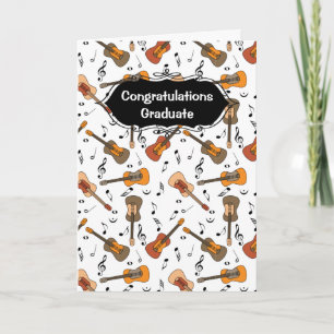 Guitar Music Notes Pattern Graduation Card
