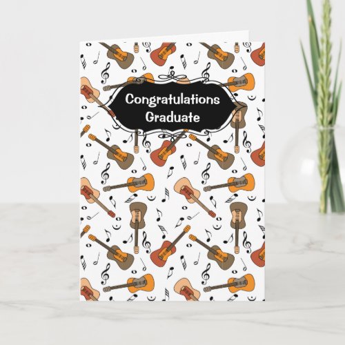 Guitar Music Notes Pattern Graduation Card