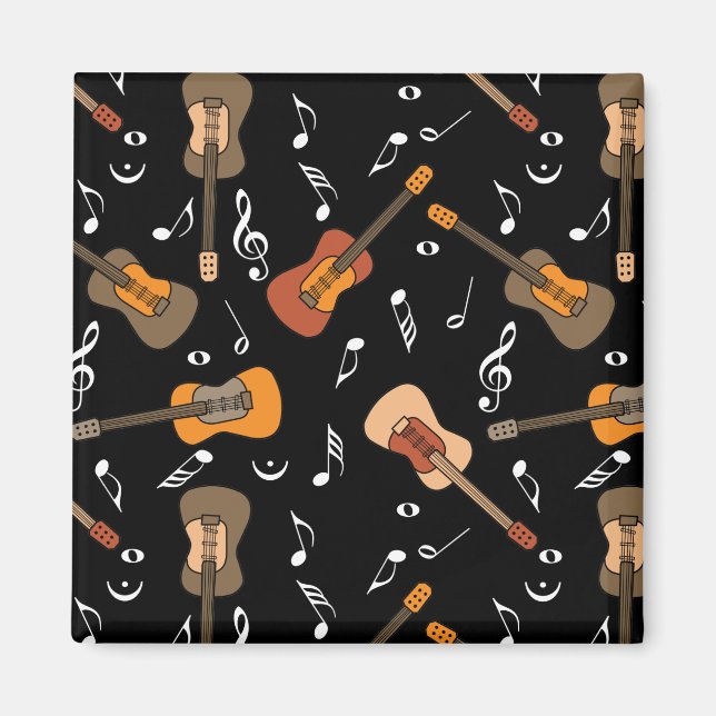 Guitar Music Notes Pattern Magnet (Front)
