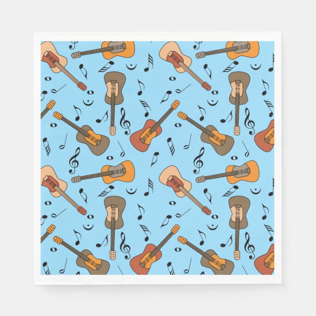 Guitar Music Notes Pattern Napkins (Front)