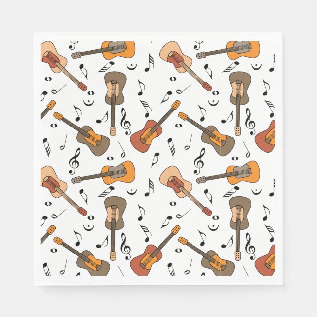 Guitar Music Notes Pattern Napkins (Front)